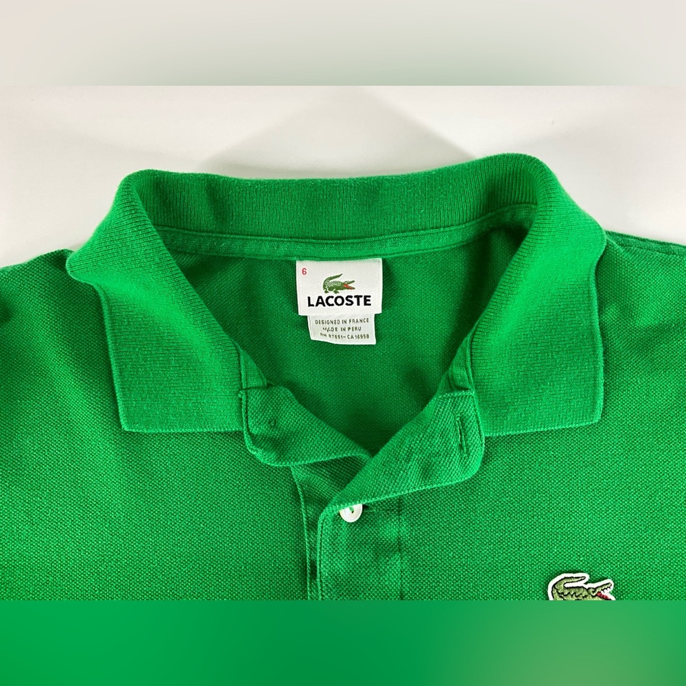 Lacoste Men's Green Cotton Polo Shirt Size 6 / XL Short Sleeve Classic Preppy - Picture 3 of 10